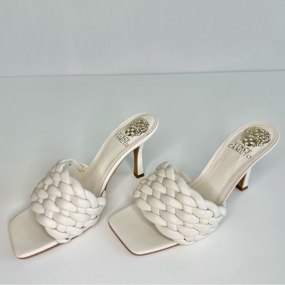 Vince Camuto White Braided Slide Sandals - Picture 2 of 9